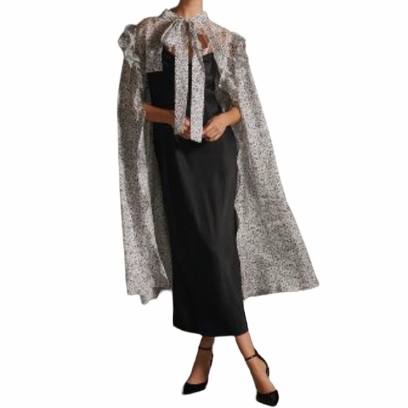 Maeve- NWT Anthropologie Sheer printed Ruffle Cape - Picture 1 of 4